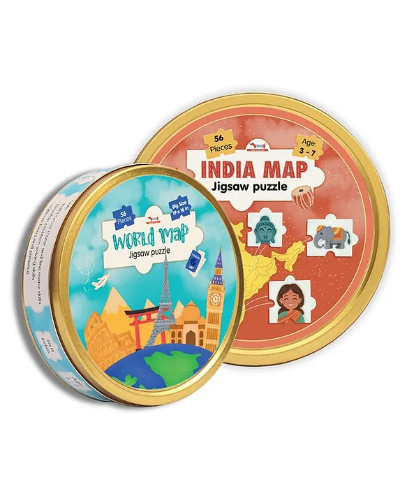 Around The World Map Jigsaw Puzzle Set of 2 30 Pieces each