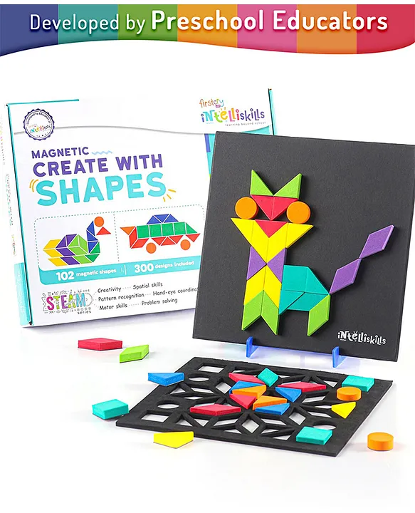 Firstcry Magnetic Create With Shapes STEM Puzzle 300 Patterns Learning ToyActivity & Educational Toy Construction Geometry Problem Solving Spatial IntelligenceEducator Recommended