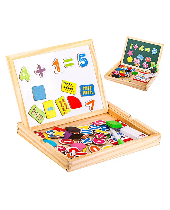 Wooden Art Double Sided Chalkboard Puzzle Multicolour
