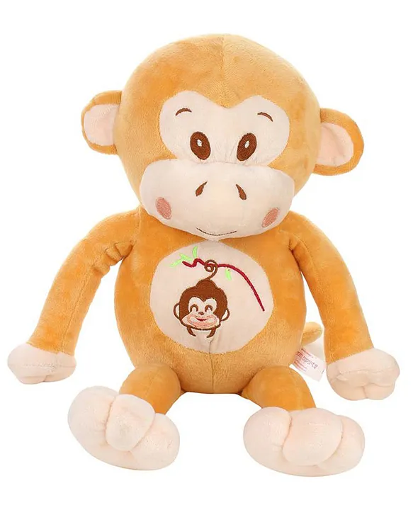 Plush Monkey Shaped Soft Toy Cum Pillow Brown Height 30 cm