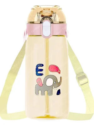 AntiLeak Elephant Print Water Bottle with Sipper 550 ML