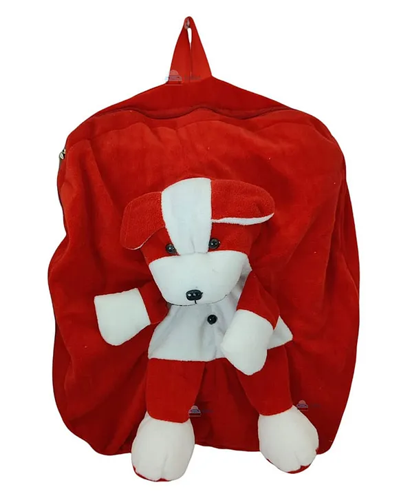FunBlast Dog Design Plush School Bag Red 15.7 Inches