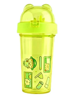 Two Partition Sipper Bottle with Straw 420 ML Pack of 1 Random Color