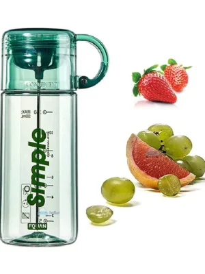 Fruit Infuser Detox Water Bottle with Rod & ebook Green 620 ml