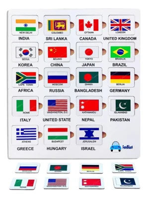 World Country Flags Puzzle for Kids Learning Board for Kids Countries and Capitals for Kids Educational Board Games for Kids Countries & Flags Learning for Kids