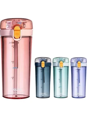 Sipper Bottle for Kids Tumbler with Straw Sipper and Button Lock Random Color