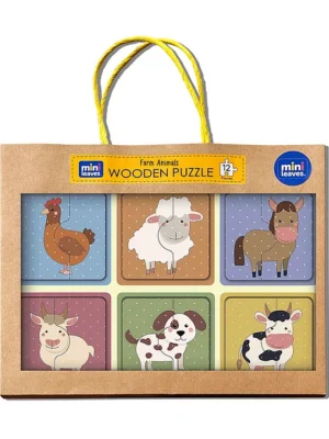 Wooden Puzzle Farm Friends 6 2 Piece Animal Puzzles