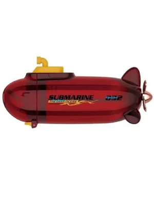 Water Bottle Submarine Shaped with Straw Red 380 ml