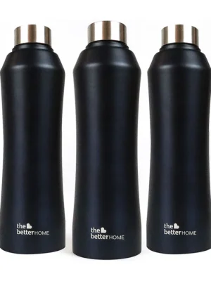 1000 Stainless Steel Water Bottle Black Pack Of 3 1 Litre Each