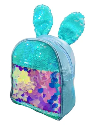 FunBlast Bunny Sequin Bag for Kids Light Blue 12.5 Inches