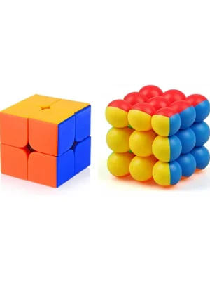 High Speed Smooth Stickerless 2x2x2 Cube and 3x3x3 Round Bubble Magic Cube Multicolor