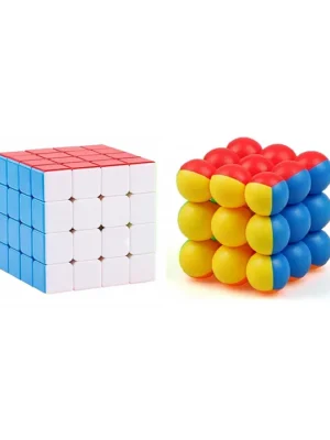 High Speed Smooth Stickerless 4x4x4 Cube and 3x3x3 Round Bubble Magic Cube Multicolor