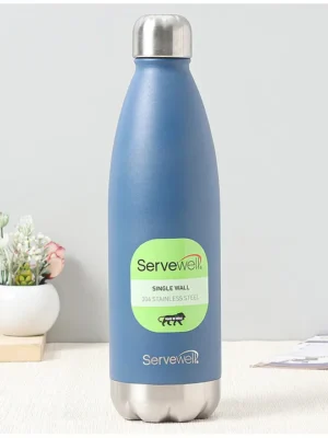 304 Stainless Steel Single Wall Vacuum Water Bottle Blue 1000 ml