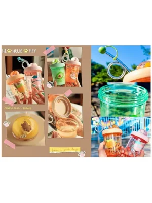 Anti Leak Spill Proof Fruit Design Sipper Bottle 390 ml (Color May Vary)