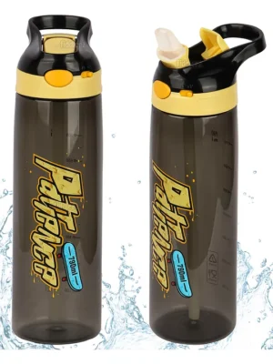 AntiLeak NonToxic & BPA Free Kids Water Bottle With Straw Black 790 ml