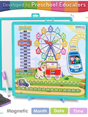 Learn With Puzzle Magnetic Calendar & Clock 7in1 Multicolour