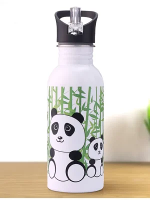 Panda Theme Stainless Steel Color Changing Magic Bottle WhiteLeak ResistantBPA FreeRust Proof600 ml
