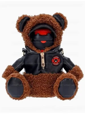 Water Bottle with Cute Teddy Carry Cover and Straw Orange & Black 500 ml