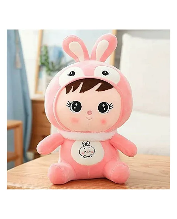 Bunny with Cap Stuffed Plush Soft Toy Pink Height 45 cm