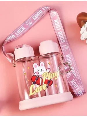 2 In 1 Drink & Mist Water Bottle Anti Leak Spill Proof Bottle BPA Free Pink 640 ml