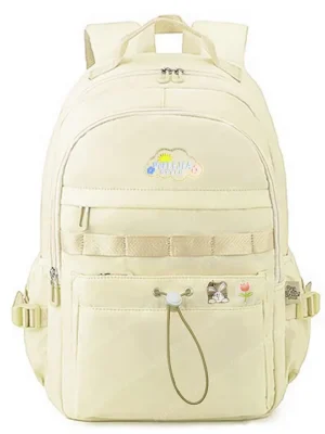 FunBlast Multipurpose Large Capacity School Bag Cream Height 46 cm