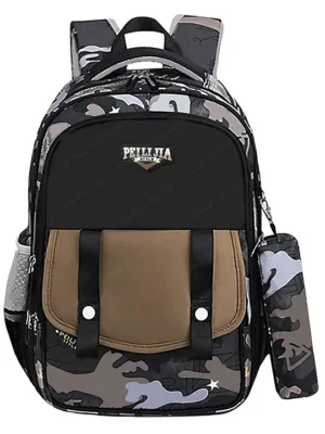 FunBlast Multipurpose School Bag With Pencil Pouch Black & Brown 16 Inches