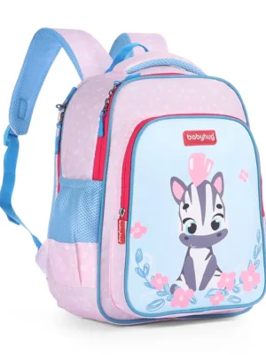 Babyhug Zebra Print School Backpack Pink Height 16 Inches