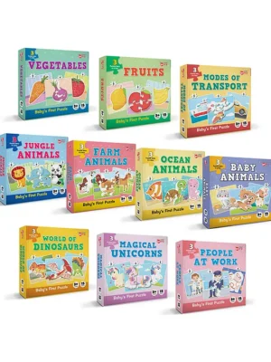 Baby First Jigsaw Puzzle Allinone Set of 10 for Kids Fun & Educational Puzzles 15 Puzzle Pieces Each