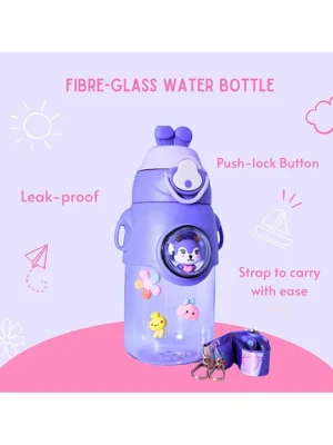 Kids Rabbit Push Lock Water Bottle Sipper with Strap Lavender 500ml