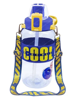 Sports Gallon Water Bottle with Push Button Lock Blue 1200 ml