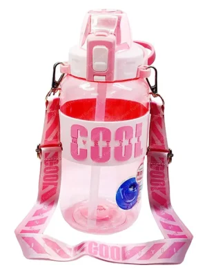 Sports Gallon Water Bottle with Push Button Lock Pink 1200 ml