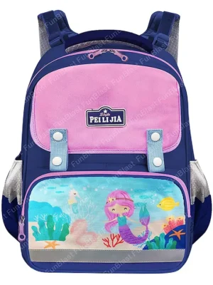 FunBlast Fun Blast Mermaid Themed Multipurpose School Bag Pink & Blue 16 Inches