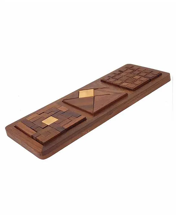 3 In 1 Wooden Blocks Jigsaw Puzzles Brown
