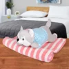 Plushy Cart Sleeping Husky Dog Soft Toy Grey Length 60 cm