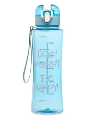 Be Happy Water bottle with Push Button Cap Blue 600 ml