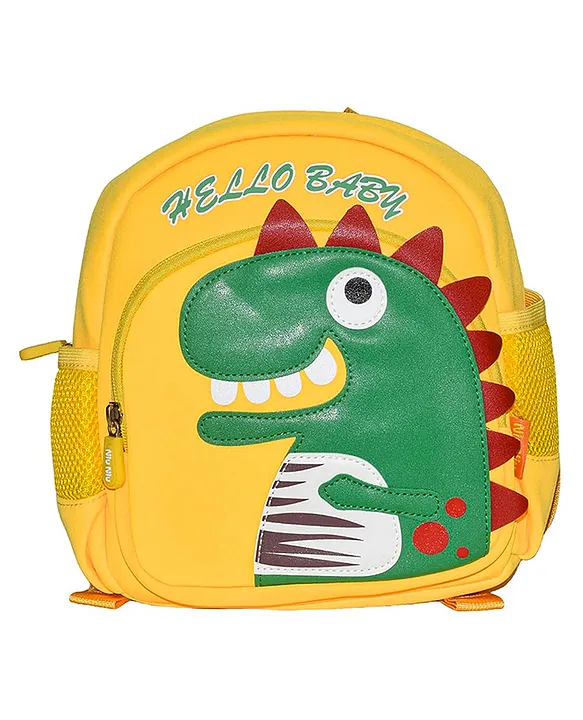 Wishkey WISHKEY Cute Dinosaur Bag For PreSchoolers Kids Water Resistant Mini Backpack For Kids Lightweight Small Size Bag For Play School & Nursery Kids Picnic Bag Travel Yellow 10.2 Inches