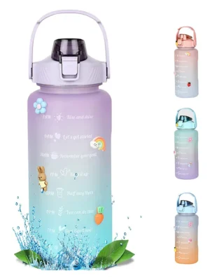 House of Quirk 2 liter 3D Sticker BPA Free Unbreakable Sports Water Bottles Purple Blue