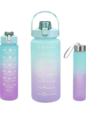 House of Quirk 3 Water Bottle with Straw Blue Purple