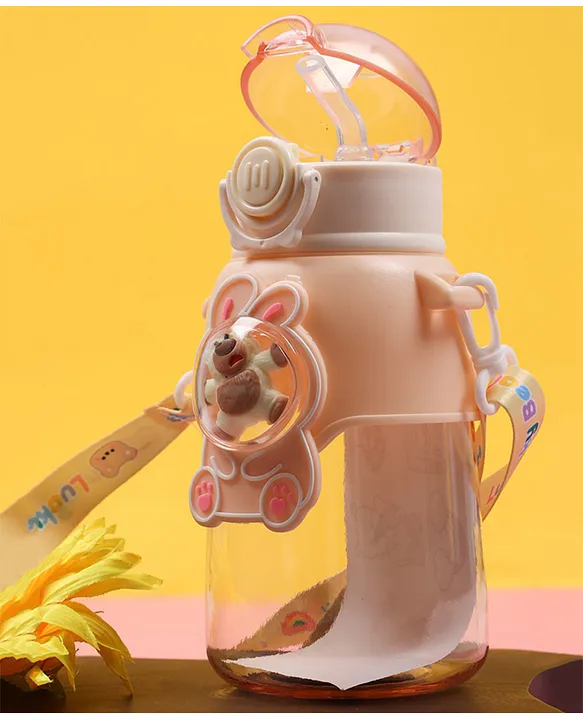 Luvlittle Round Straw Sipper with Carrying Strap Pink 650 ml