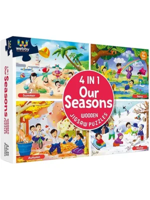 4 in 1 Wooden Season Puzzle Toy for Kids Set of 4 Jigsaw Puzzles 35 Pieces Each