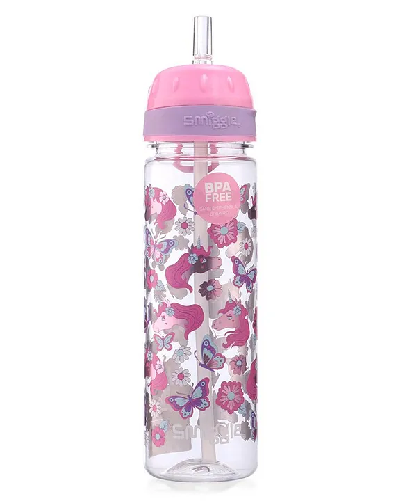 Water Bottle Unicorn Print Pink 650 ml