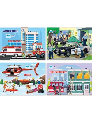 Emergency Rescue and Police Team Jigsaw Puzzle for Kids Set of 4 96 Pcs