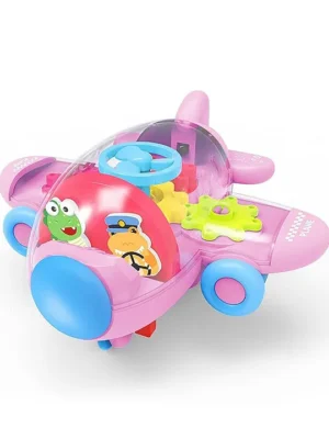 AKN TOYS Akn Toys Plastic Push and Go Gear Airplane Toy with Lights Inertia Toy Plane ( Color May Vary)