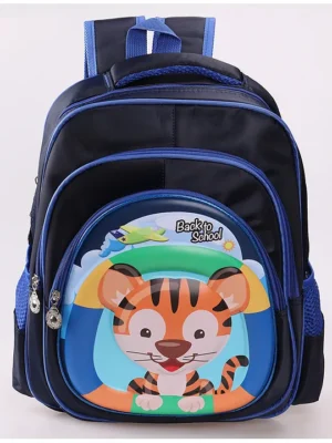 ZOE School Backpack Tiger Print Blue 14.5 Inch