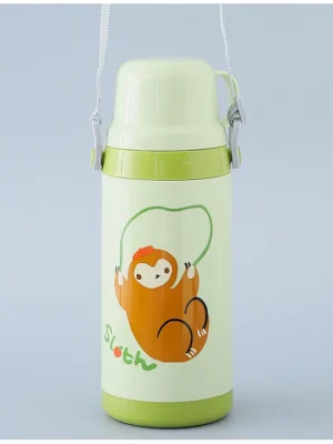 Cup Water bottle with STrapBPA FreeLeak ResistantFreezer Safe 400 ml (Print may Vary)Perfect for School Kids & OutdoorsGreen