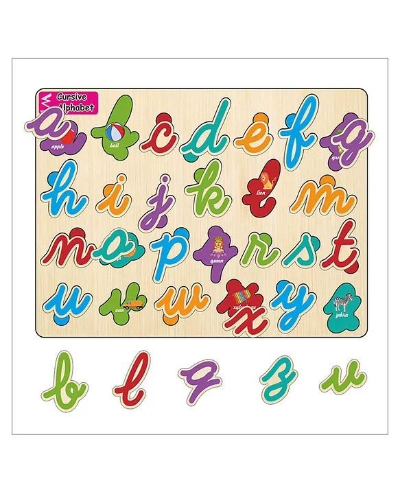 Wooden Hide and See Cursive Capital Alphabet Puzzle26 Pieces