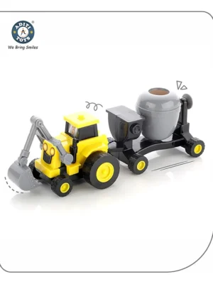 Aditi Toys Plastic Construction Vehicles Set Toy For Kids Friction Power Toys Set For Boys Road Roller Bulldozer Digger Tractor Cement Steamroller Crane Sandbox Truck Toy (Concrete Mixture)