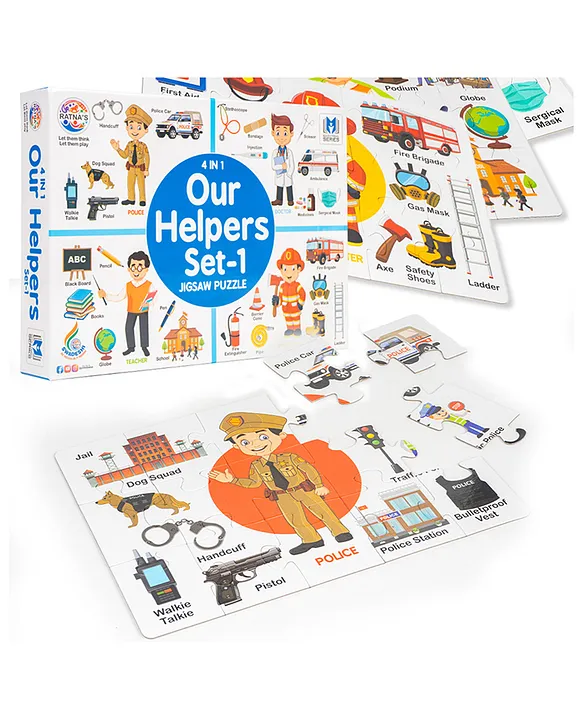 4 in 1 Our Helpers Set Jigsaw Puzzles Multicolour 15 Pieces Each