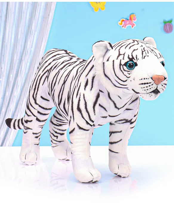 Living White Tiger Standing Soft Toy Length 44 cm
