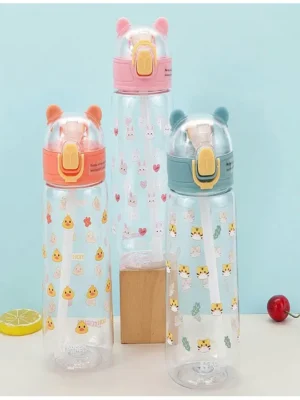 Water Bottle for Kids Printed Designs for KidsTransparent Leak Proof BPA Free 550 ml